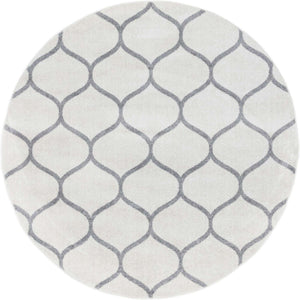 Ivory 3' 1 x 3' 1 Trellis Frieze Round Area Rug Geometric Modern Unique Stain Resistant Easy Clean Carpet for Living, Dining, Bedrooms, Office for Sale at Rug Engine