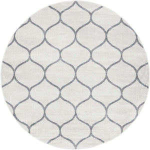 Ivory 7' 1 x 7' 1 Trellis Frieze Round Area Rug Geometric Modern Unique Stain Resistant Easy Clean Carpet for Living, Dining, Bedrooms, Office for Sale at Rug Engine