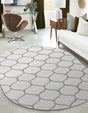 Ivory 3' 1 x 5' 3 Trellis Frieze Oval Area Rug Geometric Modern Unique Stain Resistant Easy Clean Carpet for Living, Dining, Bedrooms, Office for Sale at Rug Engine