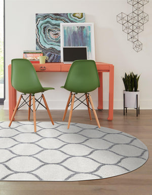 Ivory 3' 1 x 5' 3 Trellis Frieze Oval Area Rug Geometric Modern Unique Stain Resistant Easy Clean Carpet for Living, Dining, Bedrooms, Office for Sale at Rug Engine