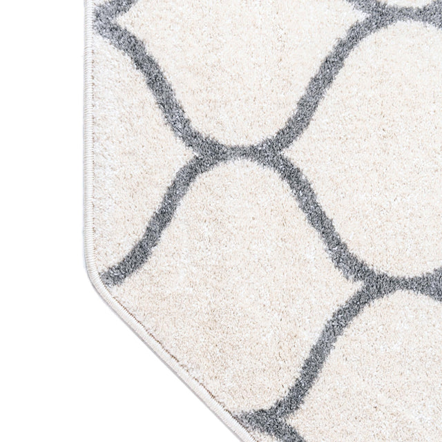Ivory 5' 3 x 5' 3 Trellis Frieze Octagon Area Rug Geometric Modern Unique Stain Resistant Easy Clean Carpet for Living, Dining, Bedrooms, Office for Sale at Rug Engine