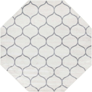 Ivory 5' 3 x 5' 3 Trellis Frieze Octagon Area Rug Geometric Modern Unique Stain Resistant Easy Clean Carpet for Living, Dining, Bedrooms, Office for Sale at Rug Engine