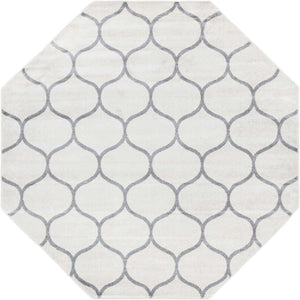 Ivory 7' 10 x 7' 10 Trellis Frieze Octagon Area Rug Geometric Modern Unique Stain Resistant Easy Clean Carpet for Living, Dining, Bedrooms, Office for Sale at Rug Engine