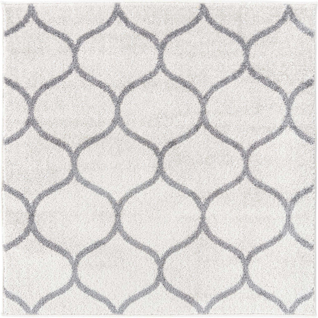 Ivory 3' 1 x 3' 1 Trellis Frieze Square Area Rug Geometric Modern Unique Stain Resistant Easy Clean Carpet for Living, Dining, Bedrooms, Office for Sale at Rug Engine