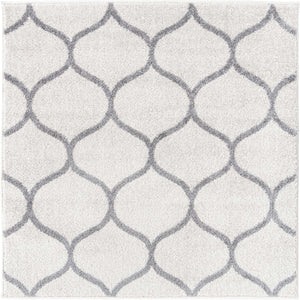 Ivory 4' 1 x 4' 1 Trellis Frieze Square Area Rug Geometric Modern Unique Stain Resistant Easy Clean Carpet for Living, Dining, Bedrooms, Office for Sale at Rug Engine