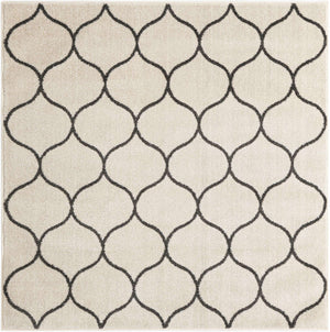 Ivory 5' 3 x 5' 3 Trellis Frieze Square Area Rug Geometric Modern Unique Stain Resistant Easy Clean Carpet for Living, Dining, Bedrooms, Office for Sale at Rug Engine