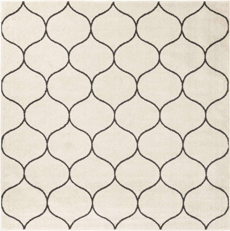Ivory 7' 1 x 7' 1 Trellis Frieze Square Area Rug Geometric Modern Unique Stain Resistant Easy Clean Carpet for Living, Dining, Bedrooms, Office for Sale at Rug Engine