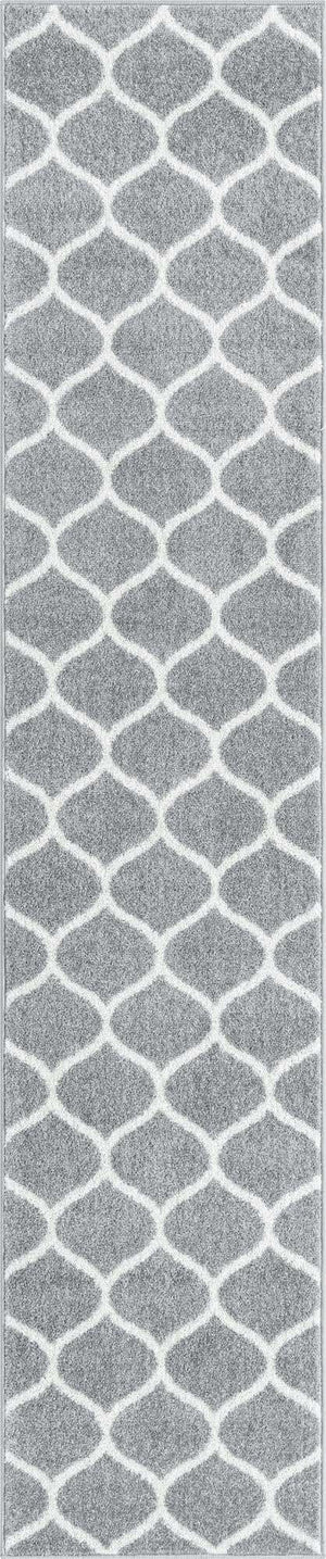 Light Gray 2' x 10' Trellis Frieze Runner Area Rug Geometric Modern Unique Stain Resistant Easy Clean Carpet for Living, Dining, Bedrooms, Office for Sale at Rug Engine