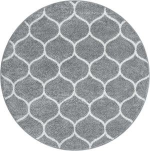 Light Gray 3' 1 x 3' 1 Trellis Frieze Round Area Rug Geometric Modern Unique Stain Resistant Easy Clean Carpet for Living, Dining, Bedrooms, Office for Sale at Rug Engine
