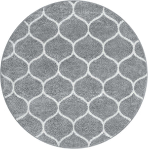 Light Gray 6' 1 x 6' 1 Trellis Frieze Round Area Rug Geometric Modern Unique Stain Resistant Easy Clean Carpet for Living, Dining, Bedrooms, Office for Sale at Rug Engine
