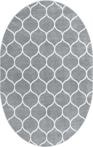 Light Gray 3' 1 x 5' 3 Trellis Frieze Oval Area Rug Geometric Modern Unique Stain Resistant Easy Clean Carpet for Living, Dining, Bedrooms, Office for Sale at Rug Engine