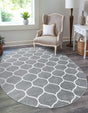 Light Gray 4' 1 x 6' 1 Trellis Frieze Oval Area Rug Geometric Modern Unique Stain Resistant Easy Clean Carpet for Living, Dining, Bedrooms, Office for Sale at Rug Engine