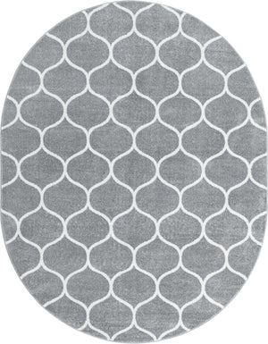 Light Gray 7' 10 x 10' Trellis Frieze Oval Area Rug Geometric Modern Unique Stain Resistant Easy Clean Carpet for Living, Dining, Bedrooms, Office for Sale at Rug Engine
