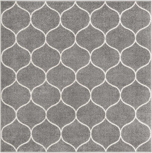 Light Gray 7' 1 x 7' 1 Trellis Frieze Square Area Rug Geometric Modern Unique Stain Resistant Easy Clean Carpet for Living, Dining, Bedrooms, Office for Sale at Rug Engine