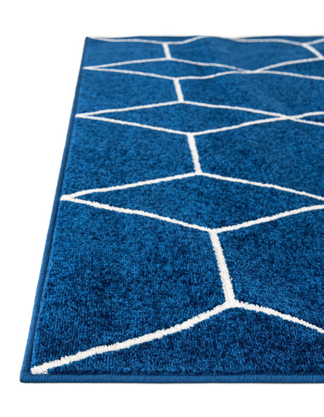 Navy Blue 7' 10 x 7' 10 Trellis Frieze Octagon Area Rug Geometric Modern Unique Stain Resistant Easy Clean Carpet for Living, Dining, Bedrooms, Office for Sale at Rug Engine
