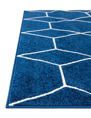Navy Blue 5' 3 x 5' 3 Trellis Frieze Octagon Area Rug Geometric Modern Unique Stain Resistant Easy Clean Carpet for Living, Dining, Bedrooms, Office for Sale at Rug Engine