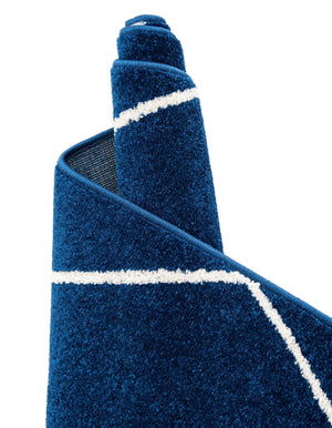 Navy Blue 5' 3 x 5' 3 Trellis Frieze Octagon Area Rug Geometric Modern Unique Stain Resistant Easy Clean Carpet for Living, Dining, Bedrooms, Office for Sale at Rug Engine
