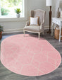 Light Pink 3' 1 x 5' 3 Trellis Frieze Oval Area Rug Geometric Modern Unique Stain Resistant Easy Clean Carpet for Living, Dining, Bedrooms, Office for Sale at Rug Engine