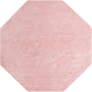 Light Pink 5' 3 x 5' 3 Trellis Frieze Octagon Area Rug Geometric Modern Unique Stain Resistant Easy Clean Carpet for Living, Dining, Bedrooms, Office for Sale at Rug Engine