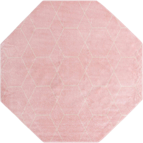 Light Pink 5' 3 x 5' 3 Trellis Frieze Octagon Area Rug Geometric Modern Unique Stain Resistant Easy Clean Carpet for Living, Dining, Bedrooms, Office for Sale at Rug Engine