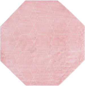 Light Pink 7' 10 x 7' 10 Trellis Frieze Octagon Area Rug Geometric Modern Unique Stain Resistant Easy Clean Carpet for Living, Dining, Bedrooms, Office for Sale at Rug Engine
