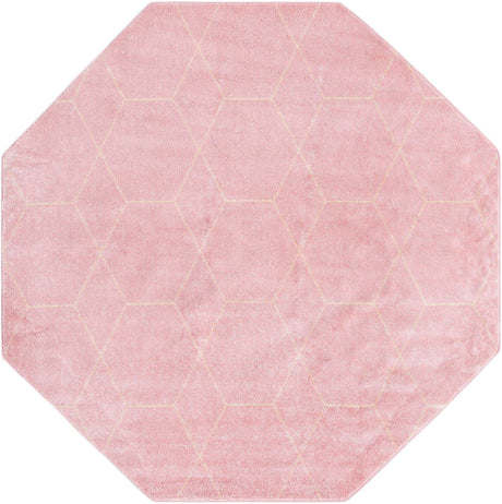 Light Pink 7' 10 x 7' 10 Trellis Frieze Octagon Area Rug Geometric Modern Unique Stain Resistant Easy Clean Carpet for Living, Dining, Bedrooms, Office for Sale at Rug Engine