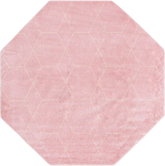Light Pink 7' 10 x 7' 10 Trellis Frieze Octagon Area Rug Geometric Modern Unique Stain Resistant Easy Clean Carpet for Living, Dining, Bedrooms, Office for Sale at Rug Engine