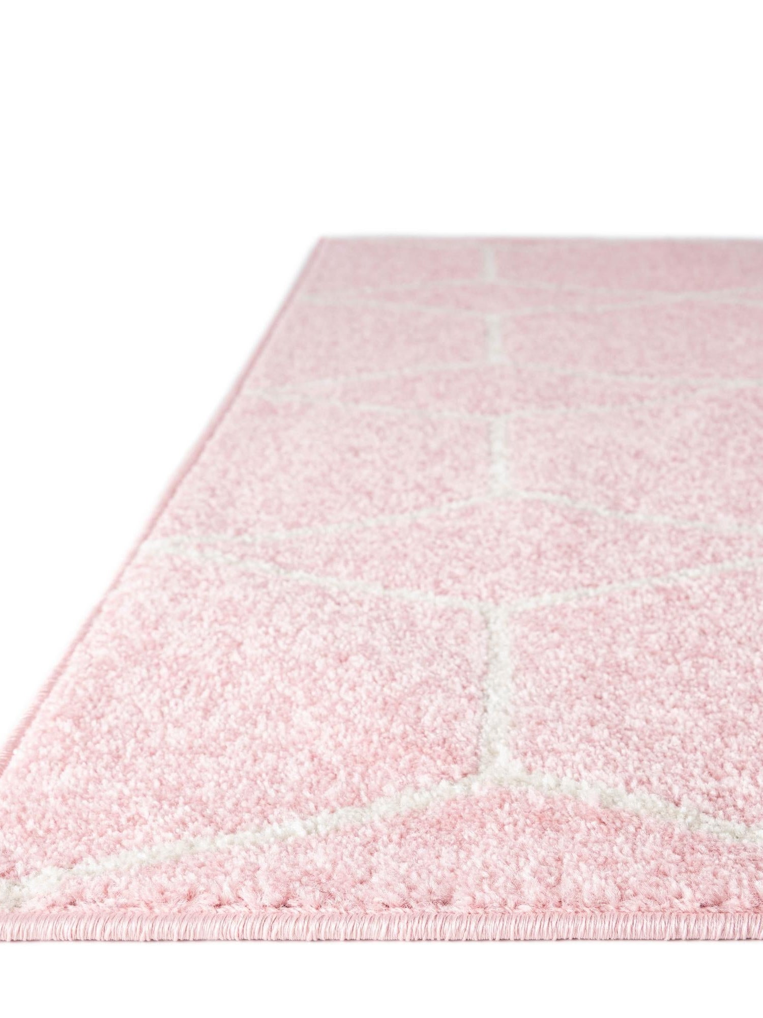 Light Pink 3' 1 x 3' 1 Trellis Frieze Square Area Rug Geometric Modern Unique Stain Resistant Easy Clean Carpet for Living, Dining, Bedrooms, Office for Sale at Rug Engine