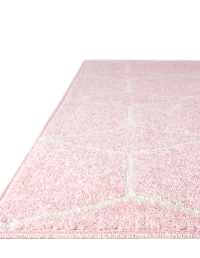 Light Pink 3' 1 x 3' 1 Trellis Frieze Square Area Rug Geometric Modern Unique Stain Resistant Easy Clean Carpet for Living, Dining, Bedrooms, Office for Sale at Rug Engine