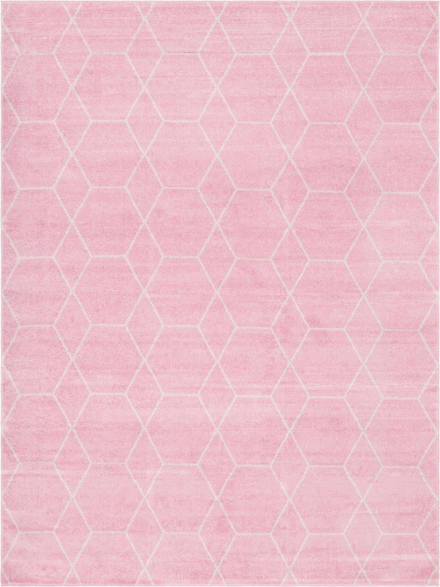 Light Pink 10' x 13' 1 Trellis Frieze Rectangle Area Rug Geometric Modern Unique Stain Resistant Easy Clean Carpet for Living, Dining, Bedrooms, Office for Sale at Rug Engine