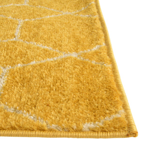 Yellow 7' 10 x 7' 10 Trellis Frieze Octagon Area Rug Geometric Modern Unique Stain Resistant Easy Clean Carpet for Living, Dining, Bedrooms, Office for Sale at Rug Engine