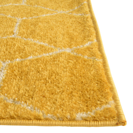 Yellow 7' 10 x 7' 10 Trellis Frieze Octagon Area Rug Geometric Modern Unique Stain Resistant Easy Clean Carpet for Living, Dining, Bedrooms, Office for Sale at Rug Engine