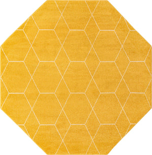 Yellow 7' 10 x 7' 10 Trellis Frieze Octagon Area Rug Geometric Modern Unique Stain Resistant Easy Clean Carpet for Living, Dining, Bedrooms, Office for Sale at Rug Engine