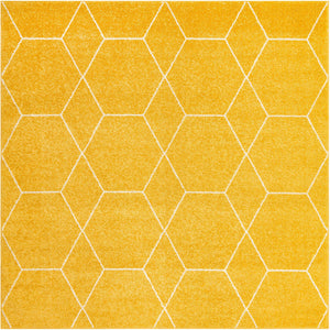 Yellow 5' 3 x 5' 3 Trellis Frieze Square Area Rug Geometric Modern Unique Stain Resistant Easy Clean Carpet for Living, Dining, Bedrooms, Office for Sale at Rug Engine