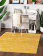 Yellow 3' 1 x 3' 1 Trellis Frieze Square Area Rug Geometric Modern Unique Stain Resistant Easy Clean Carpet for Living, Dining, Bedrooms, Office for Sale at Rug Engine