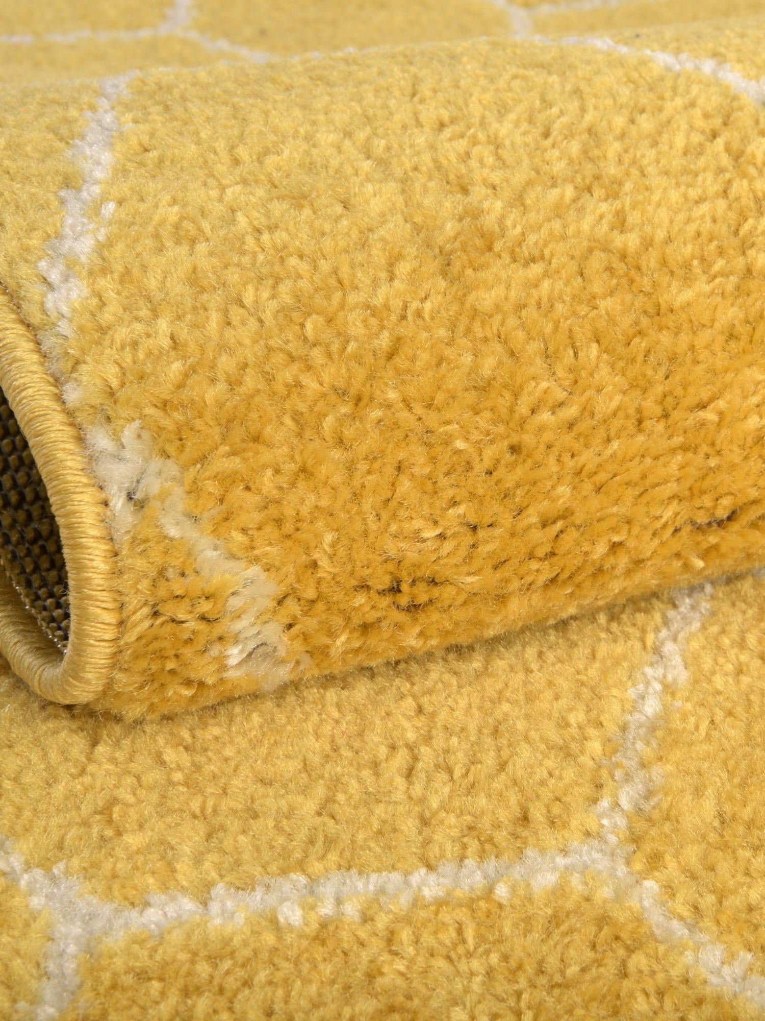 Yellow 7' 10 x 7' 10 Trellis Frieze Square Area Rug Geometric Modern Unique Stain Resistant Easy Clean Carpet for Living, Dining, Bedrooms, Office for Sale at Rug Engine