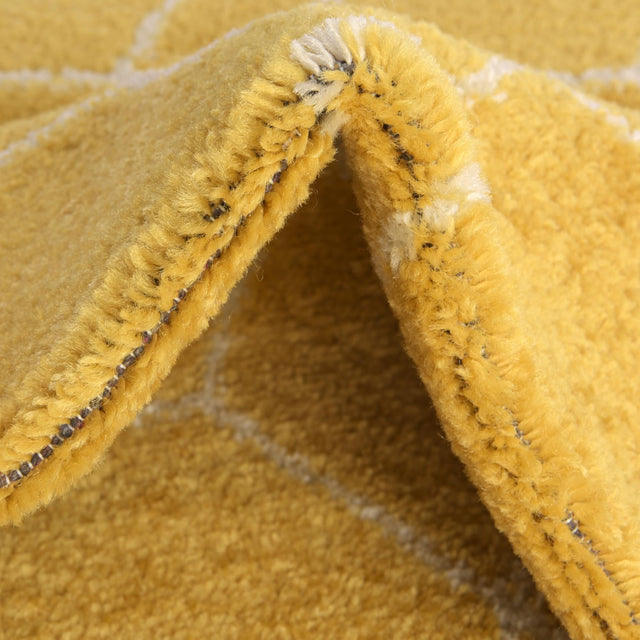 Yellow 5' 3 x 5' 3 Trellis Frieze Square Area Rug Geometric Modern Unique Stain Resistant Easy Clean Carpet for Living, Dining, Bedrooms, Office for Sale at Rug Engine