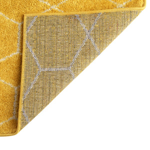 Yellow 4' 1 x 4' 1 Trellis Frieze Square Area Rug Geometric Modern Unique Stain Resistant Easy Clean Carpet for Living, Dining, Bedrooms, Office for Sale at Rug Engine