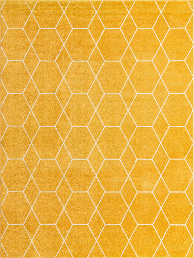 Yellow 10' x 13' 1 Trellis Frieze Rectangle Area Rug Geometric Modern Unique Stain Resistant Easy Clean Carpet for Living, Dining, Bedrooms, Office for Sale at Rug Engine