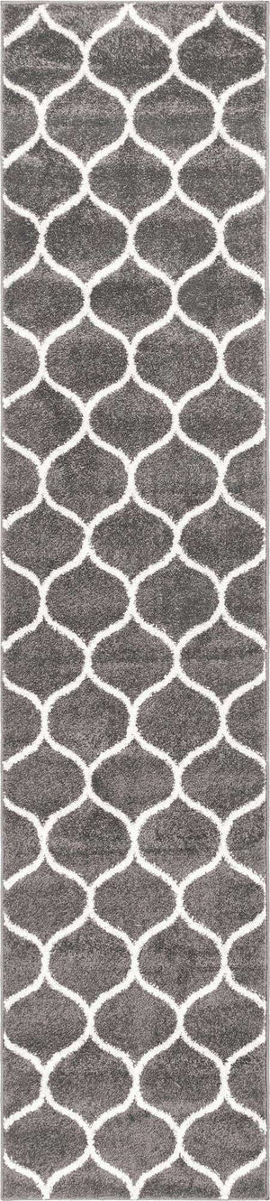 Dark Gray 2' x 10' Trellis Frieze Runner Area Rug Geometric Modern Unique Stain Resistant Easy Clean Carpet for Living, Dining, Bedrooms, Office for Sale at Rug Engine