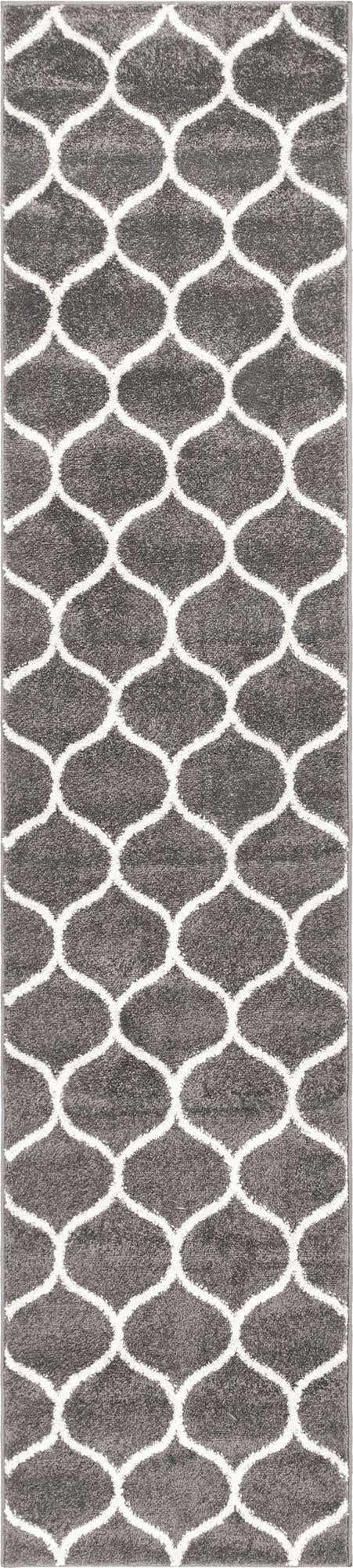 Dark Gray 2' x 10' Trellis Frieze Runner Area Rug Geometric Modern Unique Stain Resistant Easy Clean Carpet for Living, Dining, Bedrooms, Office for Sale at Rug Engine