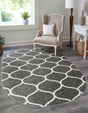 Dark Gray 5' 3 x 8' Trellis Frieze Oval Area Rug Geometric Modern Unique Stain Resistant Easy Clean Carpet for Living, Dining, Bedrooms, Office for Sale at Rug Engine