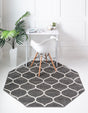 Dark Gray 5' 3 x 5' 3 Trellis Frieze Octagon Area Rug Geometric Modern Unique Stain Resistant Easy Clean Carpet for Living, Dining, Bedrooms, Office for Sale at Rug Engine