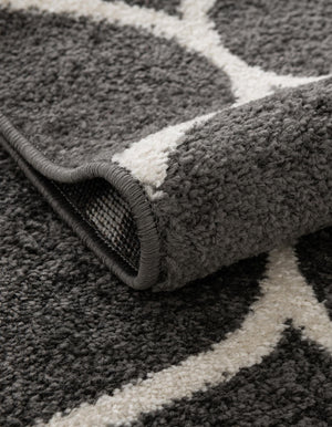 Dark Gray 7' 10 x 7' 10 Trellis Frieze Octagon Area Rug Geometric Modern Unique Stain Resistant Easy Clean Carpet for Living, Dining, Bedrooms, Office for Sale at Rug Engine