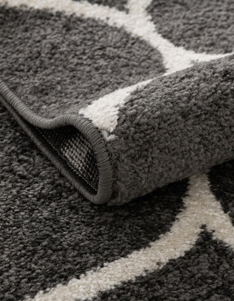 Dark Gray 7' 10 x 7' 10 Trellis Frieze Octagon Area Rug Geometric Modern Unique Stain Resistant Easy Clean Carpet for Living, Dining, Bedrooms, Office for Sale at Rug Engine