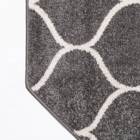 Dark Gray 7' 10 x 7' 10 Trellis Frieze Octagon Area Rug Geometric Modern Unique Stain Resistant Easy Clean Carpet for Living, Dining, Bedrooms, Office for Sale at Rug Engine