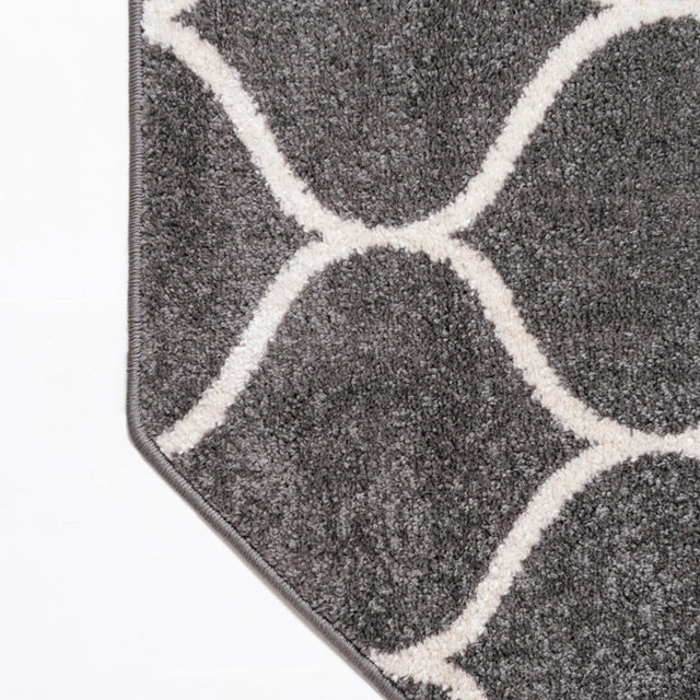 Dark Gray 7' 10 x 7' 10 Trellis Frieze Octagon Area Rug Geometric Modern Unique Stain Resistant Easy Clean Carpet for Living, Dining, Bedrooms, Office for Sale at Rug Engine