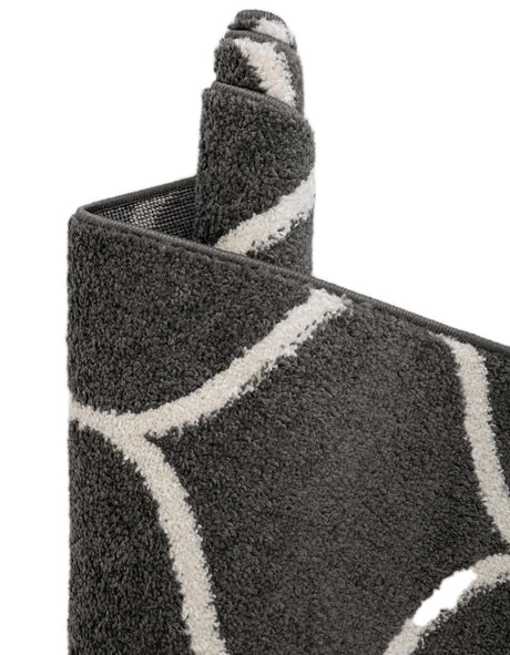 Dark Gray 5' 3 x 5' 3 Trellis Frieze Octagon Area Rug Geometric Modern Unique Stain Resistant Easy Clean Carpet for Living, Dining, Bedrooms, Office for Sale at Rug Engine