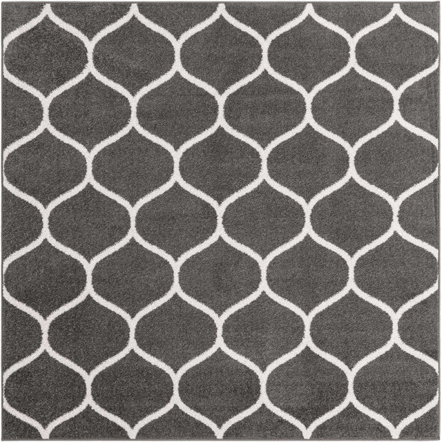 Dark Gray 3' 1 x 3' 1 Trellis Frieze Square Area Rug Geometric Modern Unique Stain Resistant Easy Clean Carpet for Living, Dining, Bedrooms, Office for Sale at Rug Engine