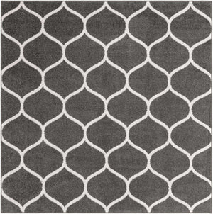 Dark Gray 5' 3 x 5' 3 Trellis Frieze Square Area Rug Geometric Modern Unique Stain Resistant Easy Clean Carpet for Living, Dining, Bedrooms, Office for Sale at Rug Engine